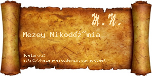 Mezey Nikodémia névjegykártya